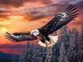 Ai Generated illustration Wildlife Concept of Bald Eagle flight