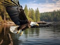 Ai Generated illustration Wildlife Concept of Bald Eagle flying Royalty Free Stock Photo