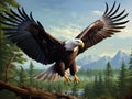 Ai Generated illustration Wildlife Concept of Bald Eagle Spreading Wings Royalty Free Stock Photo