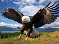 Ai Generated illustration Wildlife Concept of Bald Eagle Spreading Wings Royalty Free Stock Photo