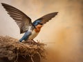 Ai Generated illustration Wildlife Concept of Barn swallow (Hirundo rustica)