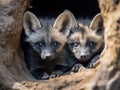 Ai Generated illustration Wildlife Concept of Bat-eared Fox Cubs Royalty Free Stock Photo