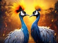 Ai Generated illustration Wildlife Concept of Beautiful Crowned Crane Birds Royalty Free Stock Photo