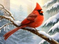Ai Generated illustration Wildlife Concept of Beautiful Northern Cardinal