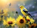 Ai Generated illustration Wildlife Concept of Bird - American Goldfinch