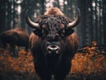 Ai Generated illustration Wildlife Concept of Bison looking in the camera Royalty Free Stock Photo