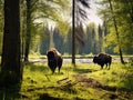 Ai Generated illustration Wildlife Concept of Bisons