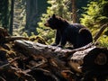 Ai Generated illustration Wildlife Concept of Black Bear in Sequoia National Park