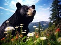 Ai Generated illustration Wildlife Concept of Black bear in wilderness Royalty Free Stock Photo