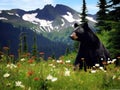 Ai Generated illustration Wildlife Concept of Black bear in wilderness Royalty Free Stock Photo