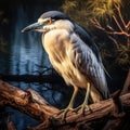 Ai Generated illustration Wildlife Concept of Black-crowned night heron