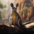 Ai Generated illustration Wildlife Concept of Black footed rock wallaby