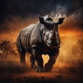 Ai Generated illustration Wildlife Concept of Black Rhino