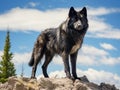 Ai Generated illustration Wildlife Concept of Black timber wolf Royalty Free Stock Photo