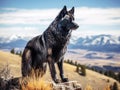 Ai Generated illustration Wildlife Concept of Black timber wolf Royalty Free Stock Photo
