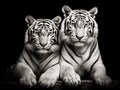 Ai Generated illustration Wildlife Concept of Black & White of two tigers Royalty Free Stock Photo