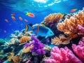 Ai Generated illustration Wildlife Concept of Blue Anthias in Coral Fiji Royalty Free Stock Photo