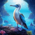 Ai Generated illustration Wildlife Concept of Blue Footed Booby Galapagos Ecuador