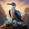 Ai Generated illustration Wildlife Concept of Blue Footed Booby Galapagos Ecuador