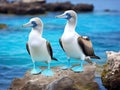 Ai Generated illustration Wildlife Concept of Blue footed booby mating dance