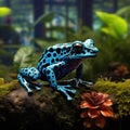 Ai Generated illustration Wildlife Concept of Blue poison dart frog exotic pet amphibian Royalty Free Stock Photo