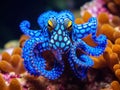 Ai Generated illustration Wildlife Concept of Blue-Ringed Octopus