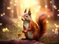 Ai Generated illustration Wildlife Concept of Brown Squirrel