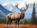 Ai Generated illustration Wildlife Concept of Bugling Elk Royalty Free Stock Photo