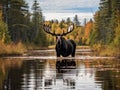Ai Generated illustration Wildlife Concept of Bull Moose - Alces alces Royalty Free Stock Photo