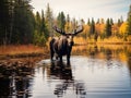 Ai Generated illustration Wildlife Concept of Bull Moose - Alces alces Royalty Free Stock Photo