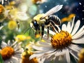 Ai Generated illustration Wildlife Concept of Bumble bees busy gathering nectar in summer Royalty Free Stock Photo