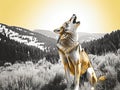 Ai Generated illustration Wildlife Concept of Calling Coyote Royalty Free Stock Photo