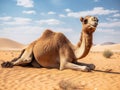 Ai Generated illustration Wildlife Concept of Camel in Qatar Desert Royalty Free Stock Photo