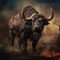 Ai Generated illustration Wildlife Concept of Cape Buffalo Royalty Free Stock Photo
