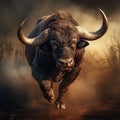 Ai Generated illustration Wildlife Concept of Cape Buffalo Royalty Free Stock Photo