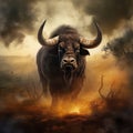 Ai Generated illustration Wildlife Concept of Cape buffalo Royalty Free Stock Photo