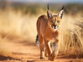 Ai Generated illustration Wildlife Concept of Caracal walking South Africa (Felis caracal)