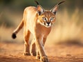 Ai Generated illustration Wildlife Concept of Caracal walking South Africa (Felis caracal)