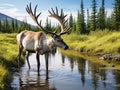 Ai Generated illustration Wildlife Concept of Caribou