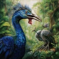 Ai Generated illustration Wildlife Concept of Cassowary Gaping