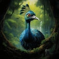 Ai Generated illustration Wildlife Concept of Cassowary Gaping