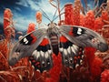 Ai Generated illustration Wildlife Concept of Cecropia moth on cattails Royalty Free Stock Photo