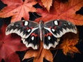 Ai Generated illustration Wildlife Concept of Cecropia moth on maple leaf Royalty Free Stock Photo
