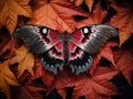 Ai Generated illustration Wildlife Concept of Cecropia moth on maple leaf Royalty Free Stock Photo