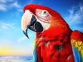 Ai Generated illustration Wildlife Concept of Colorful red parrot macaw Royalty Free Stock Photo