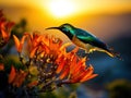 Ai Generated illustration Wildlife Concept of Colourful Sunbird feeding South Africa Royalty Free Stock Photo