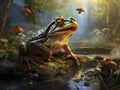 Ai Generated illustration Wildlife Concept of Common Frog Eating Royalty Free Stock Photo