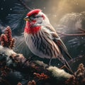 Ai Generated illustration Wildlife Concept of Common Redpoll