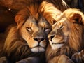 Ai Generated illustration Wildlife Concept of A couple of lions