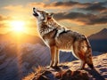 Ai Generated illustration Wildlife Concept of Coyote Howling at a new day